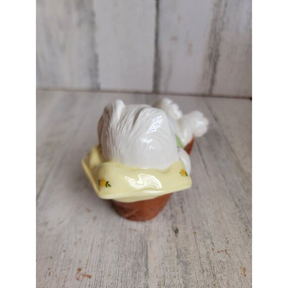 Vintage sleeping ceramic Easter bunny barrel home decor spring white unique - Picture 3 of 7